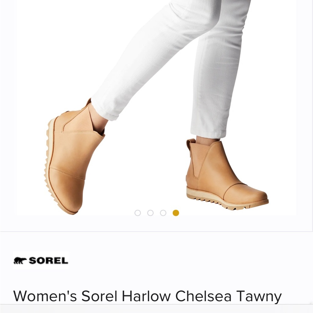 Sorel Women's Harlow Chelsea Tawny Buff Leather Boots size 5 GUC